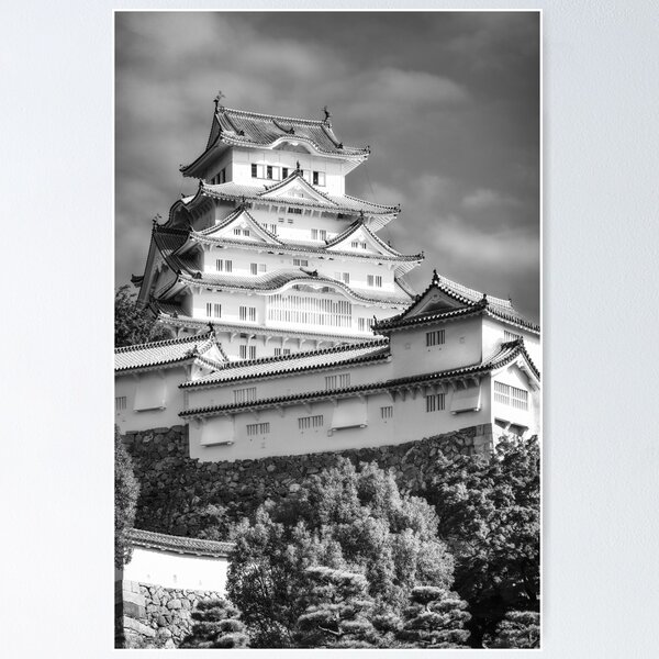 Item preview, Himeji Castle Keep Tower in black and white designed and sold by Danielasphotos.