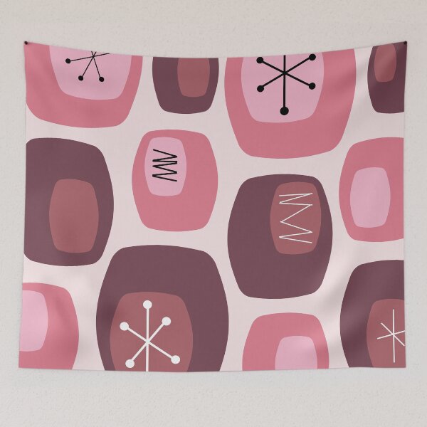 Item preview, Mid Century Modern Oblongs Pink designed and sold by thepixelgarden.
