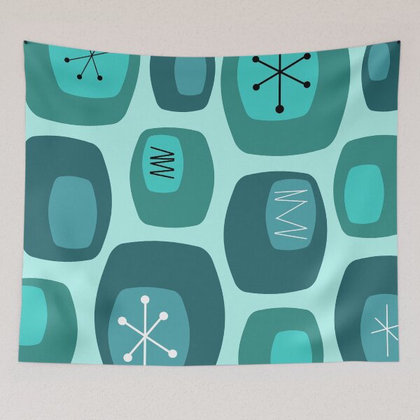 Item preview, Mid Century Modern Oblongs Turquoise designed and sold by thepixelgarden.