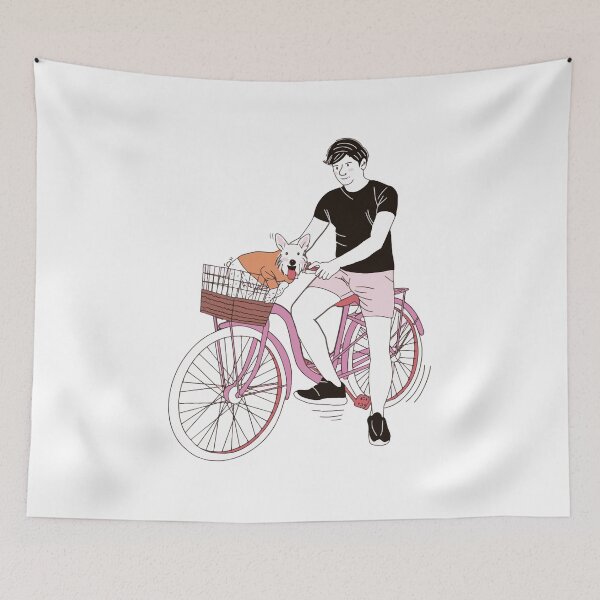 Item preview, Boy in a bike with his dog designed and sold by renanbarco.