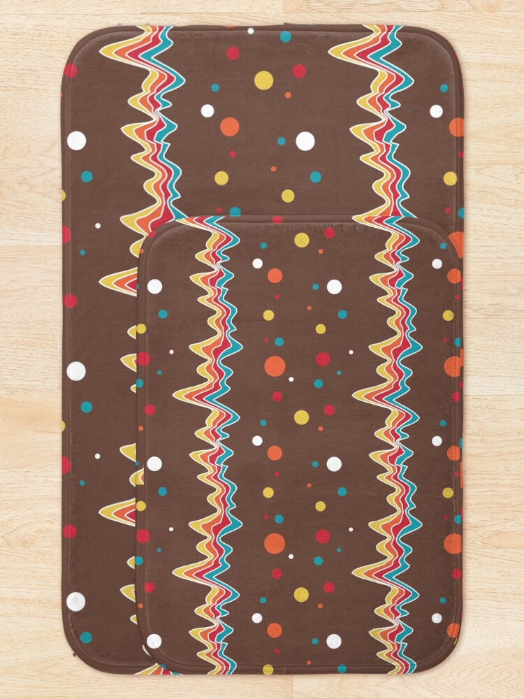Alternate view of rainbow ecg and colorful confetti on chocolate Bath Mat