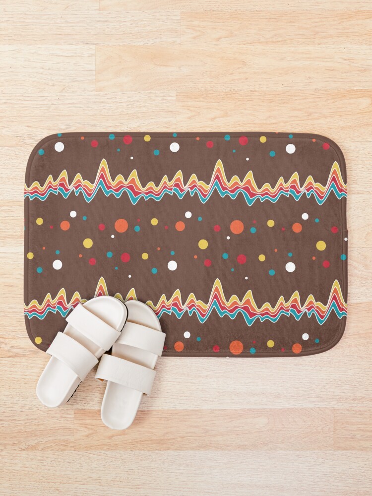 Alternate view of rainbow ecg and colorful confetti on chocolate Bath Mat