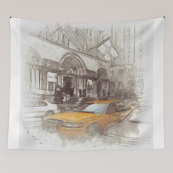 Item preview, NYC Yellow Cabs Avenue - SKETCH designed and sold by Art-Frankenberg.