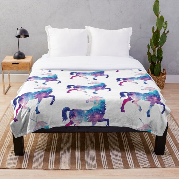Cosmic watercolor unicorn Throw Blanket