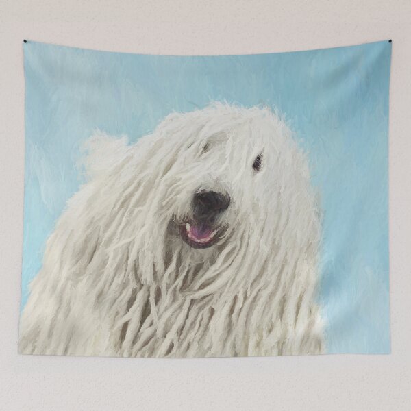 Item preview, Komondor Painting - Cute Original Dog Art designed and sold by alpendesigns.