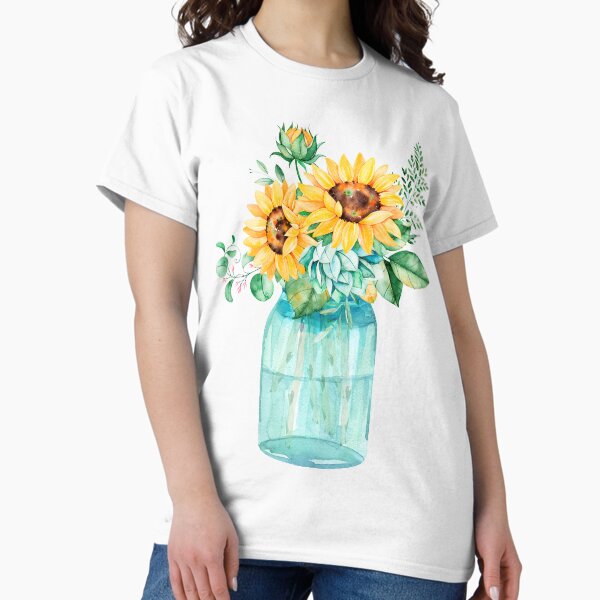 Aperçu de l'œuvre Tournesols, pot Mason, bouquet de tournesols, aquarelle, tournesols à l'aquarelle créée et vendue par SouthPrints.