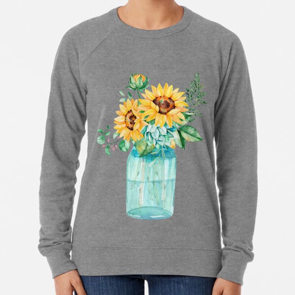 Sunflowers, Mason jar, sunflower bouquet, watercolor, watercolor sunflowers Lightweight Sweatshirt