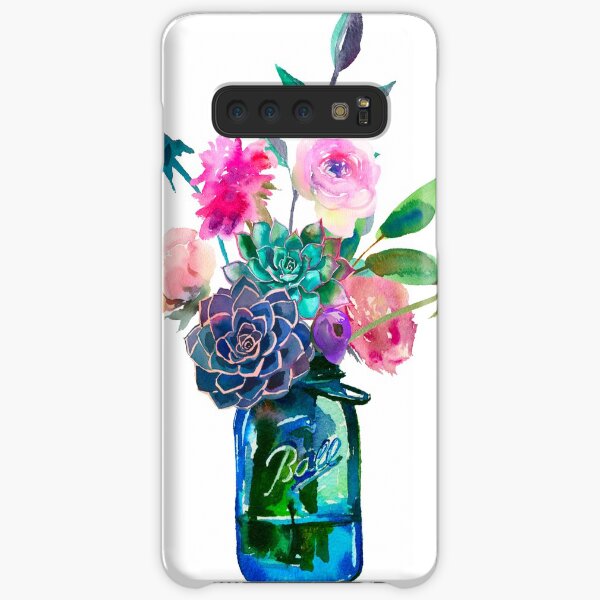 Watercolor mason jar flowers Samsung Galaxy Snap Case