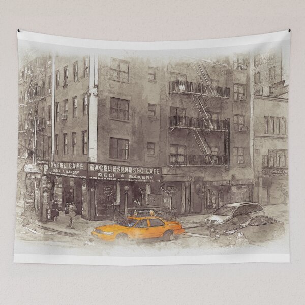 Item preview, NYC Yellow Cabs Bagel Cafe - SKETCH designed and sold by Art-Frankenberg.