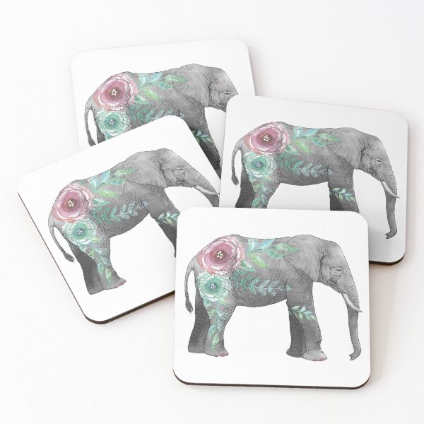 Item preview, Watercolor elephant with flowers designed and sold by SouthPrints.