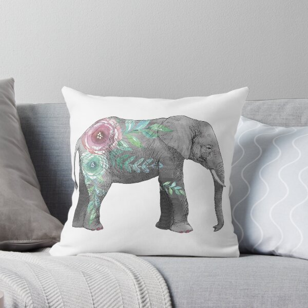Item preview, Watercolor elephant with flowers designed and sold by SouthPrints.