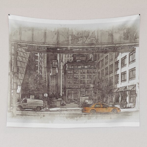 Item preview, NYC Yellow Cabs Fish Market - SKETCH designed and sold by Art-Frankenberg.