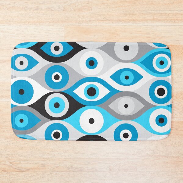Item preview, Greek Evil Eye pattern Blues and Greys designed and sold by k9printart.