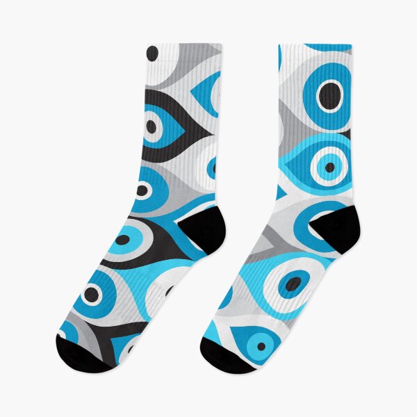 Item preview, Greek Evil Eye pattern Blues and Greys designed and sold by k9printart.