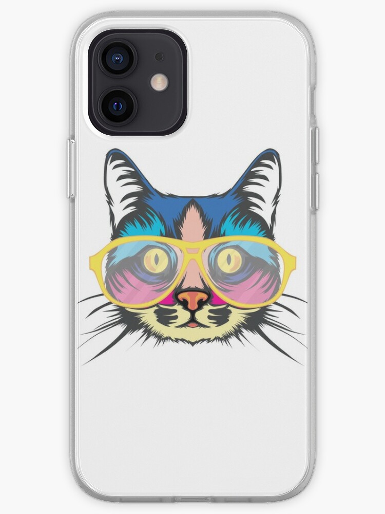 Funny Cat Icon With Glasses iPhone Case by best_designs