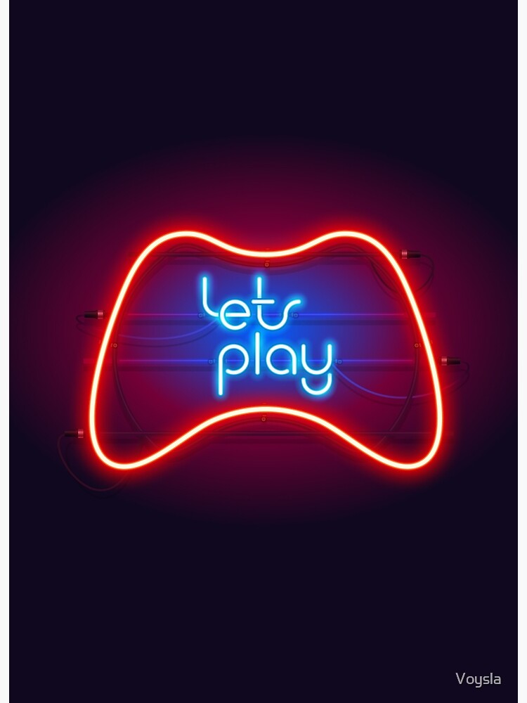 Colorful Neon Let's Play Sign with Game Controller by Voysla