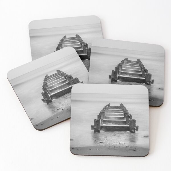 Item preview, BLACK AND WHITE WOODEN JETTY IN THE SEA designed and sold by polycup1.