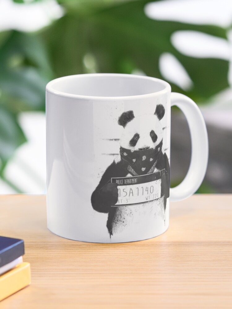 Panda Mug Hipster Panda Stoneware Coffee Cup Blue NEW