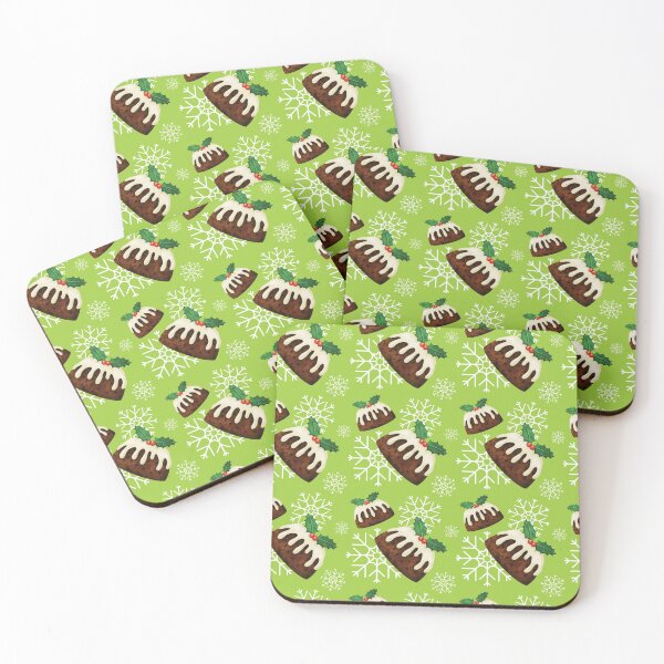 Item preview, Christmas Puddings And Holly on green designed and sold by TheLaughingSloth.