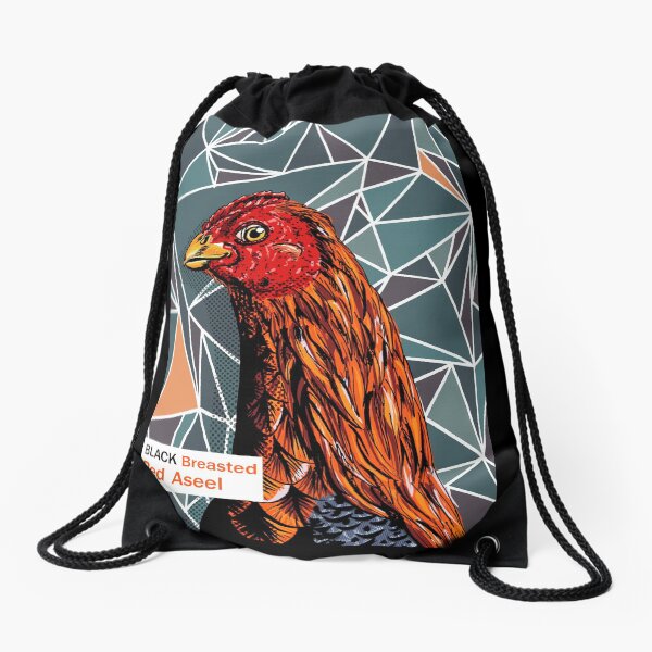 Black breasted red aseel hen Drawstring Bag