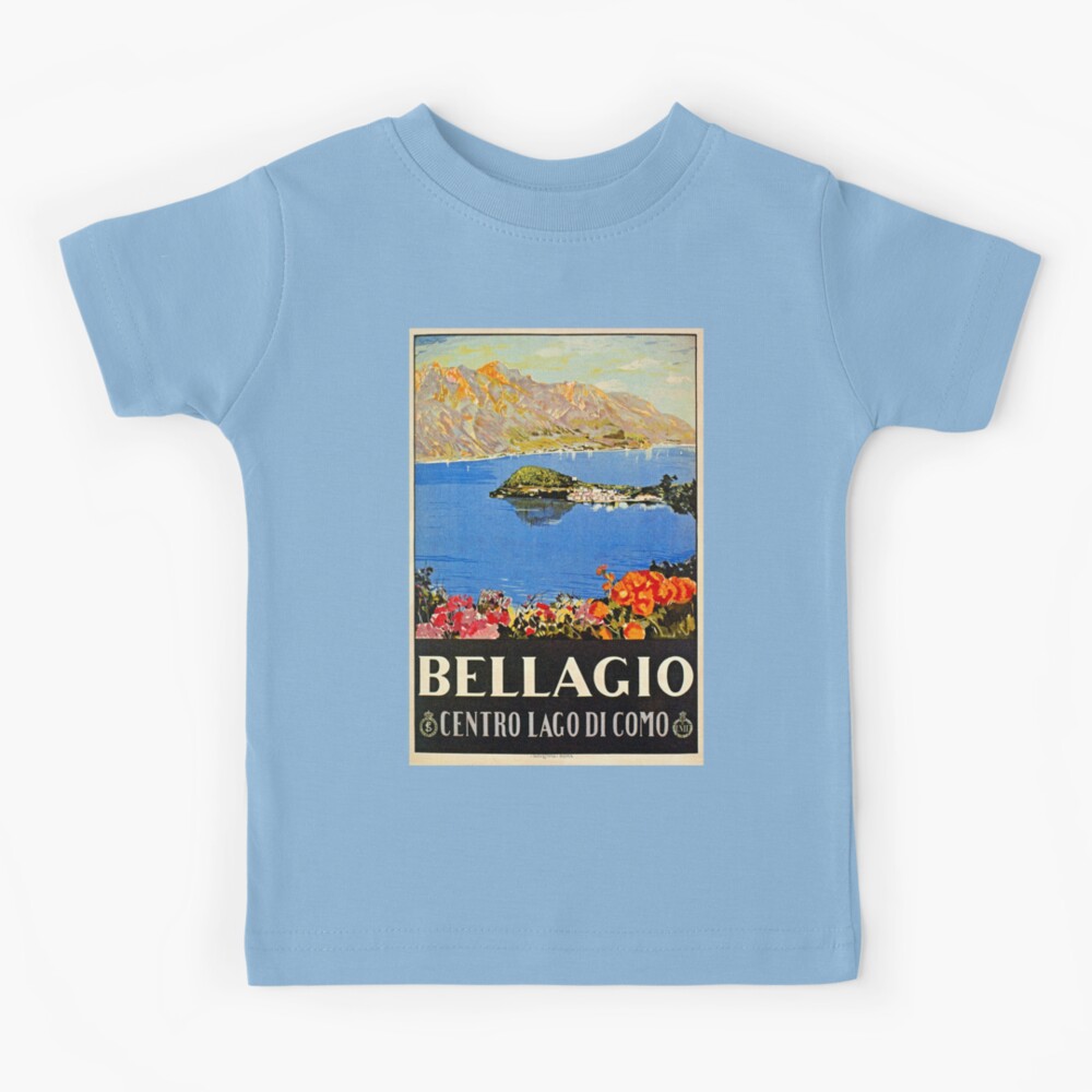 Italy Bellagio Lake Como vintage Italian travel advert Kids T-Shirt