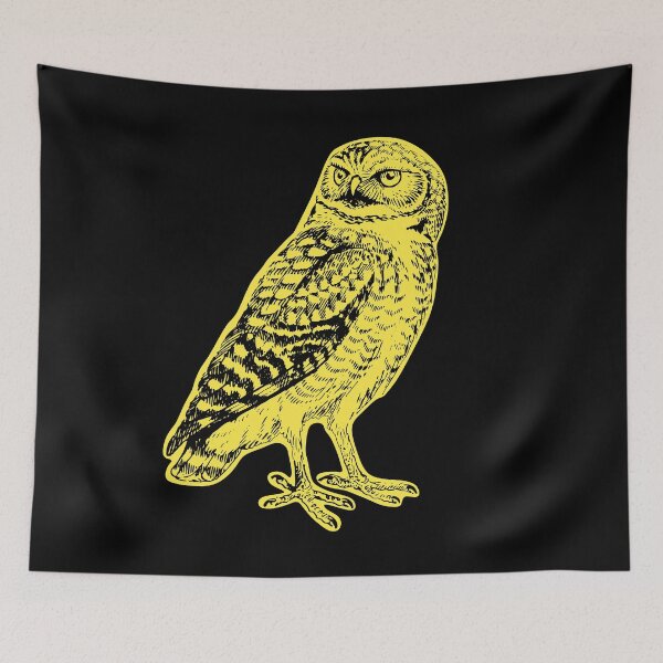 Item preview, Burrowing Owl Vintage Drawing Yellow Halo designed and sold by rewstudio.