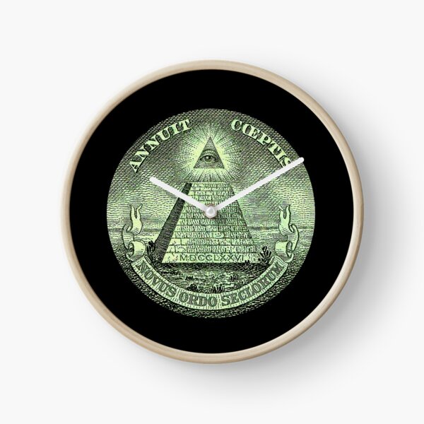 Eye of Providence, America, USA, Mystic, Dollar, Bill, Money, Freemasonry, All Seeing Eye, Pyramid, Masonic. Clock