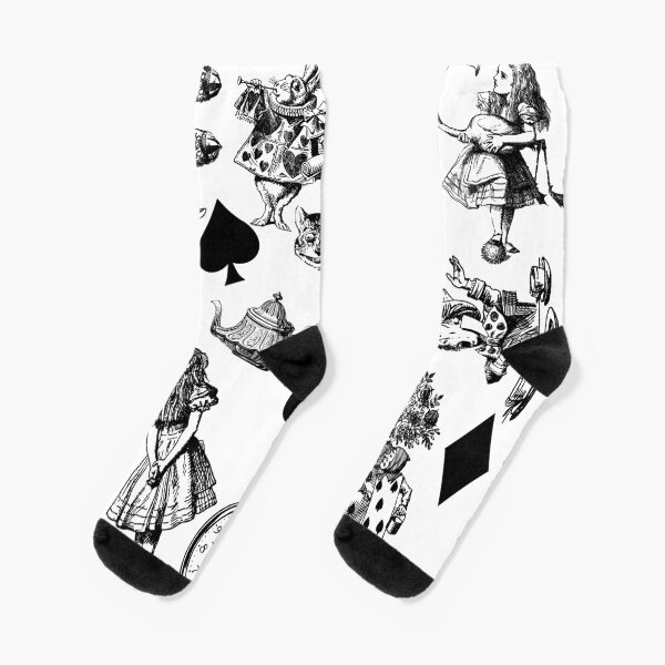 Alice's Adventures in Wonderland White Rabbit Mad Hatter Socks