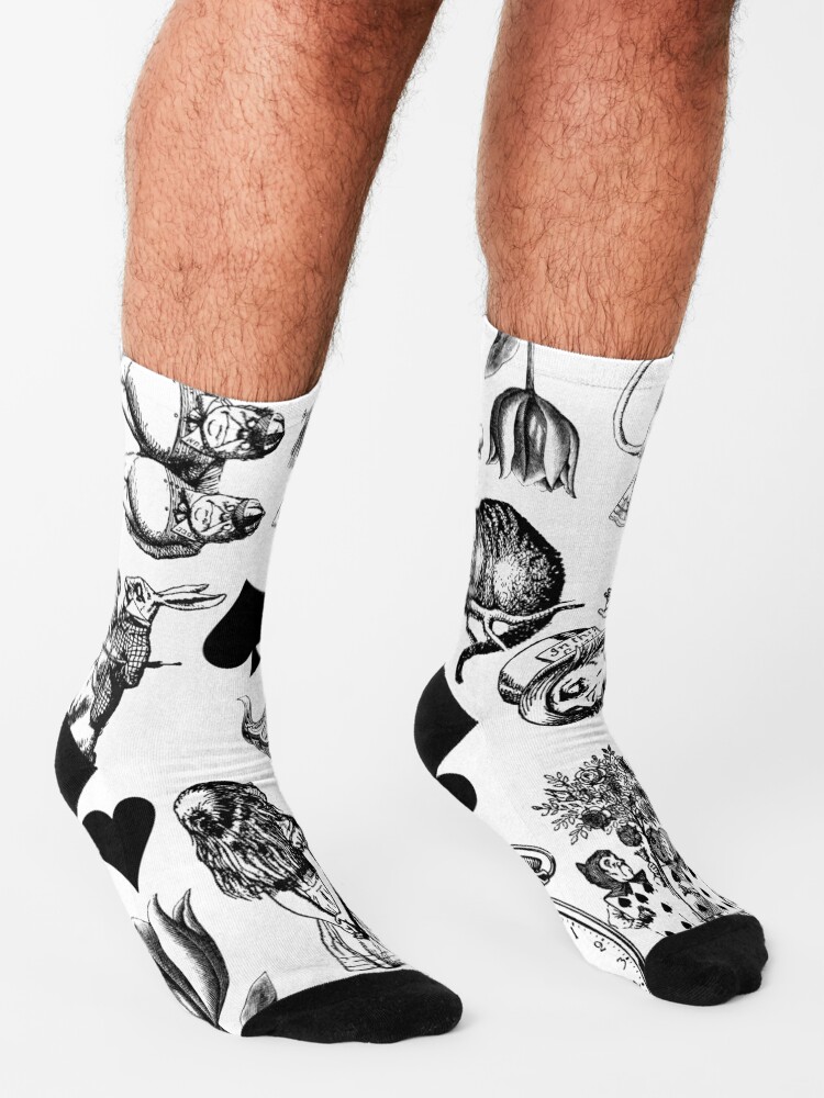 Alternate view of Alice's Adventures in Wonderland White Rabbit Mad Hatter Socks