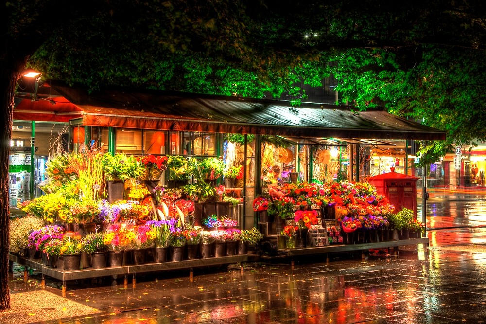 "Flower Stall, Melbourne City" by Sin Fui Ng Redbubble