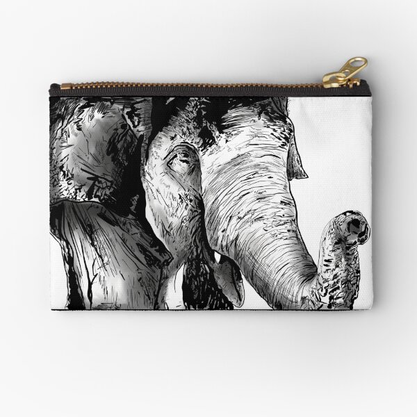 Inked Elephant Zipper Pouch