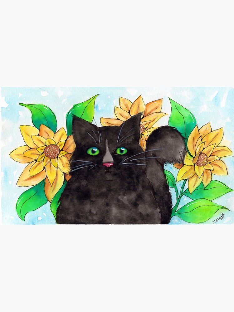 "Sunflower Cat" Sticker for Sale by DaniMej Redbubble