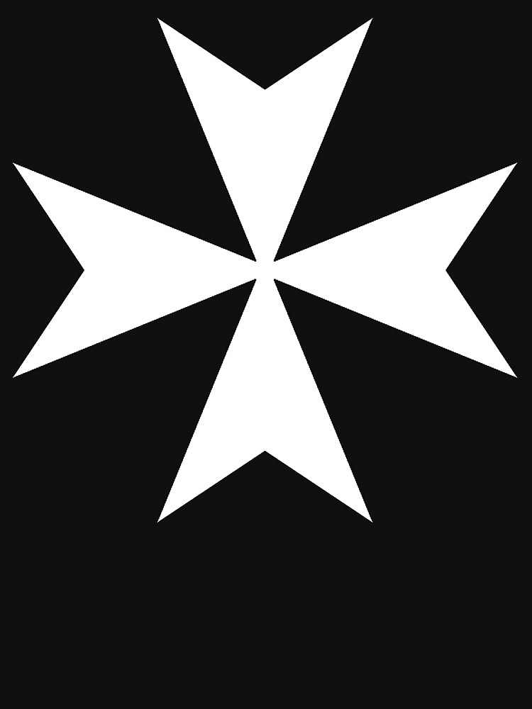 CROSS. MALTA. Maltese, Amalfi Cross, Maltese cross, Knights Hospitaller, WHITE on BLACK. by TOMSREDBUBBLE