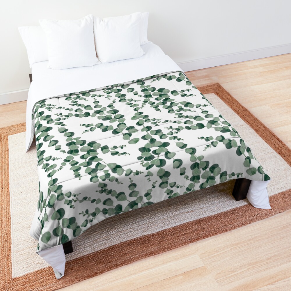 Eucalyptus leaves in white Comforter
