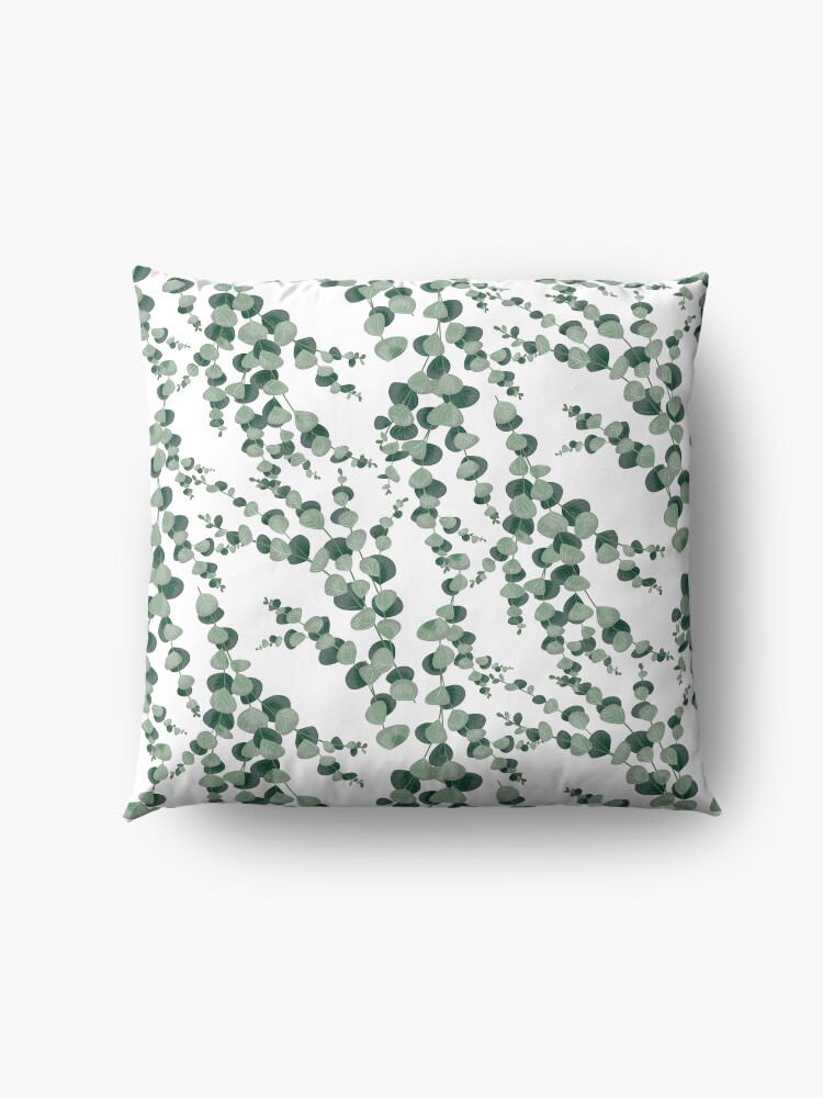 Alternate view of Eucalyptus leaves in white Floor Pillow