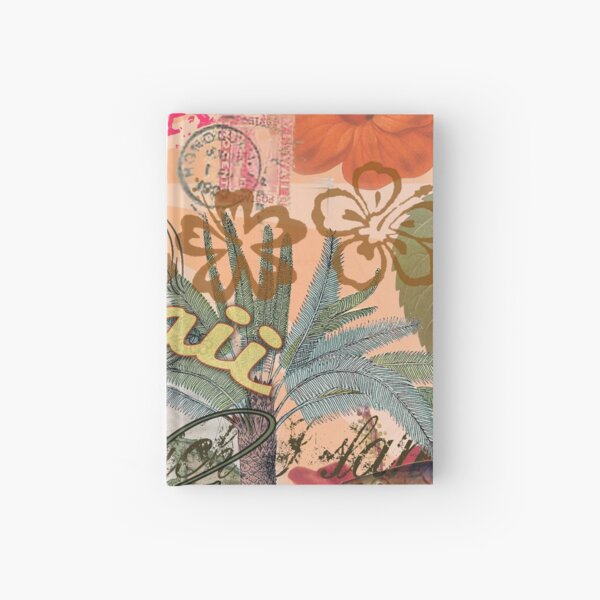 Vintage Hawaii Travel Colorful Hawaiian Tropical Collage Hardcover Journal