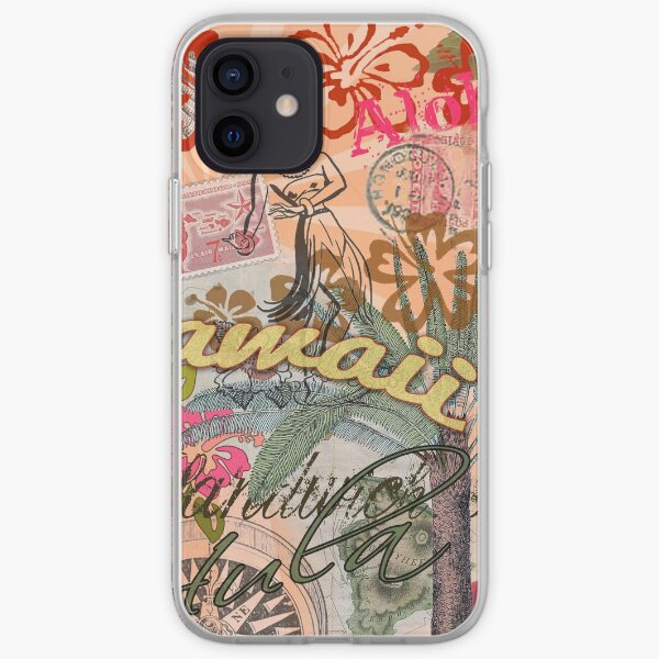 Vintage Hawaii Travel Colorful Hawaiian Tropical Collage iPhone Soft Case