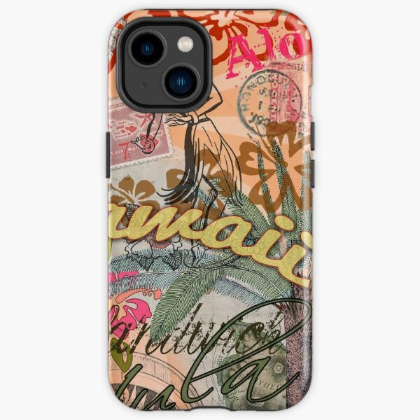 Vintage Hawaii Travel Colorful Hawaiian Tropical Collage iPhone Tough Case