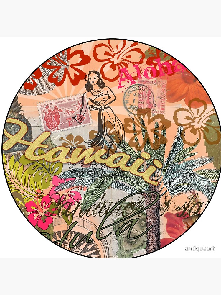 Vintage Hawaii Travel Colorful Hawaiian Tropical Collage by antiqueart