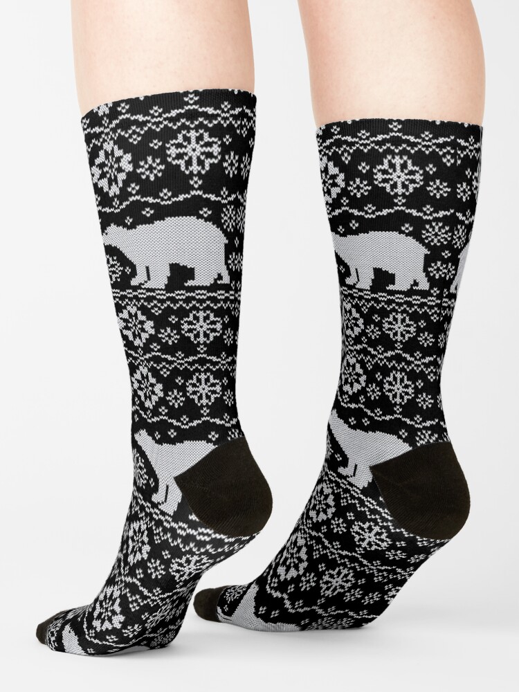 Aperçu 4 sur 5. Chaussettes avec l'œuvre Ours polaire jacquard créée et vendue par olgart.