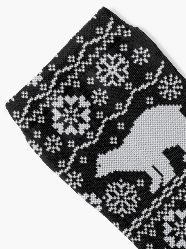 Aperçu 2 sur 5. Chaussettes avec l'œuvre Ours polaire jacquard créée et vendue par olgart.