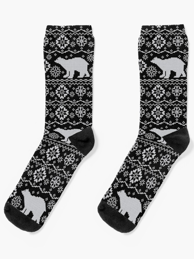 Aperçu 1 sur 5. Chaussettes avec l'œuvre Ours polaire jacquard créée et vendue par olgart.
