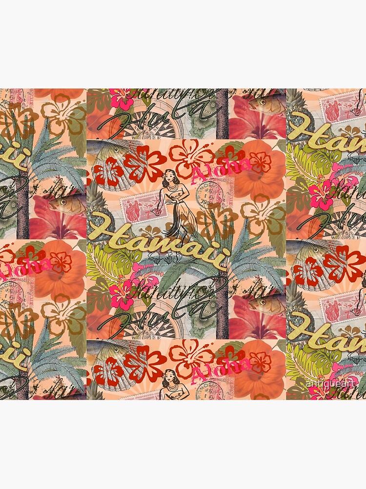 Vintage Hawaii Travel Colorful Hawaiian Tropical Collage by antiqueart