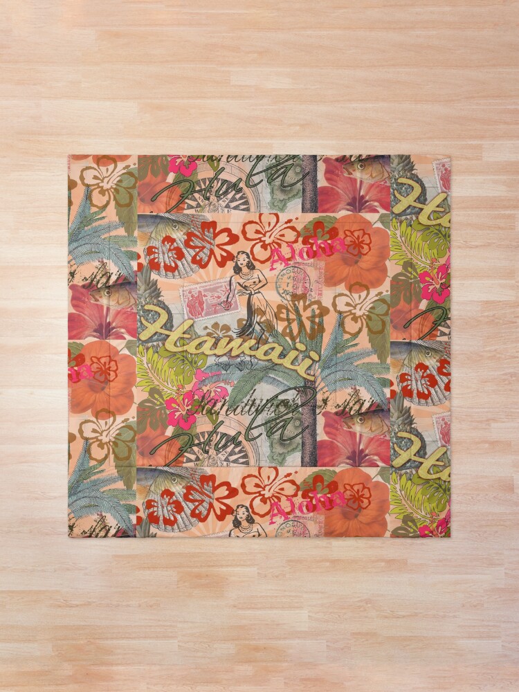 Alternate view of Vintage Hawaii Travel Colorful Hawaiian Tropical Collage Comforter