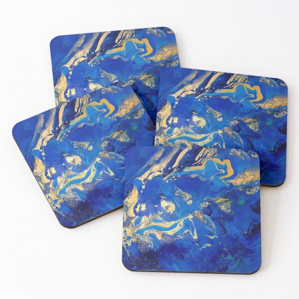 Item preview, MARBLING GOLD AND BLUE abstract designed and sold by Hagar Cohen.