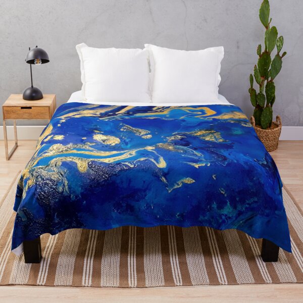 Artikelvorschau, MARBLING GOLD UND BLAU abstrakt entworfen und verkauft von Hagar Cohen.