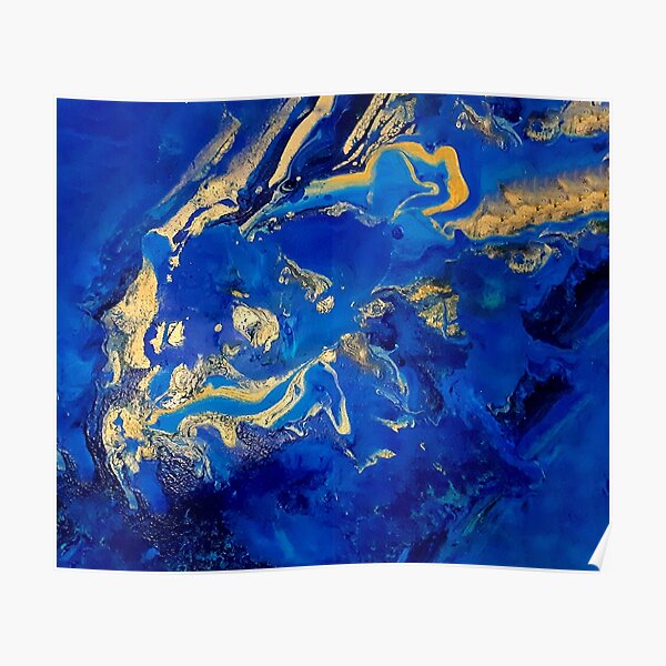 2 X Posavasos-Azul Oro Mármol Tinta Arte Hogar Regalo #2034