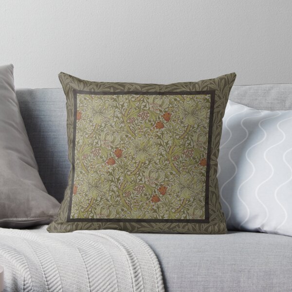William Morris Floral lily willow art print design Throw Pillow