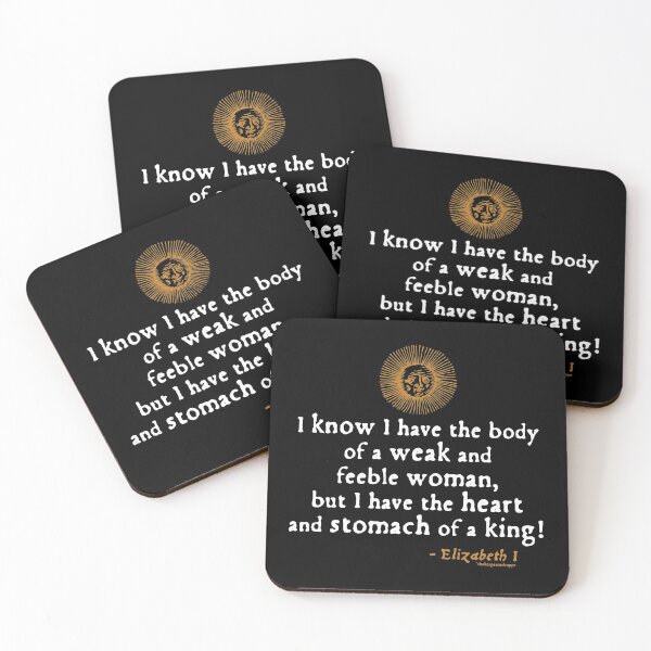 Elizabeth I King Woodcut Quote Coasters (Set of 4)