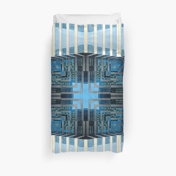 Geometric Kaleidoscopic Architecture Building Window Reflection Pattern Duvet Cover